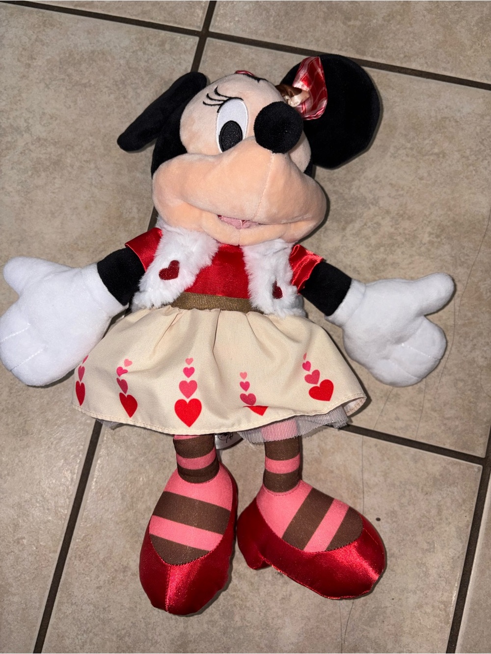 Disney Minnie Mouse Plush in Red, Black, Cream, Pink